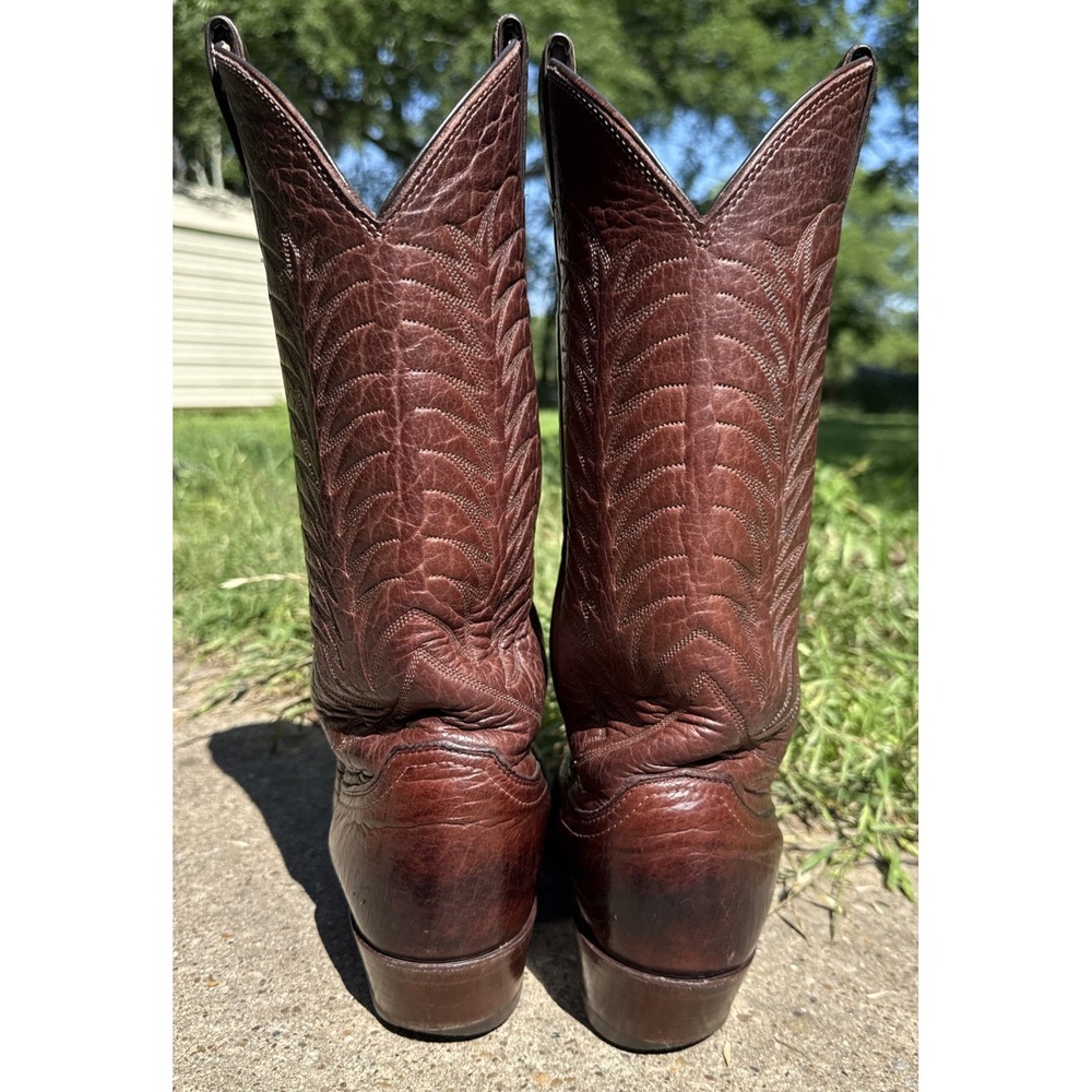 Vtg Brown Leather Western Cowboy Boots Sz 8.5 D Snip Toe Made In USA - Picture 5 of 10